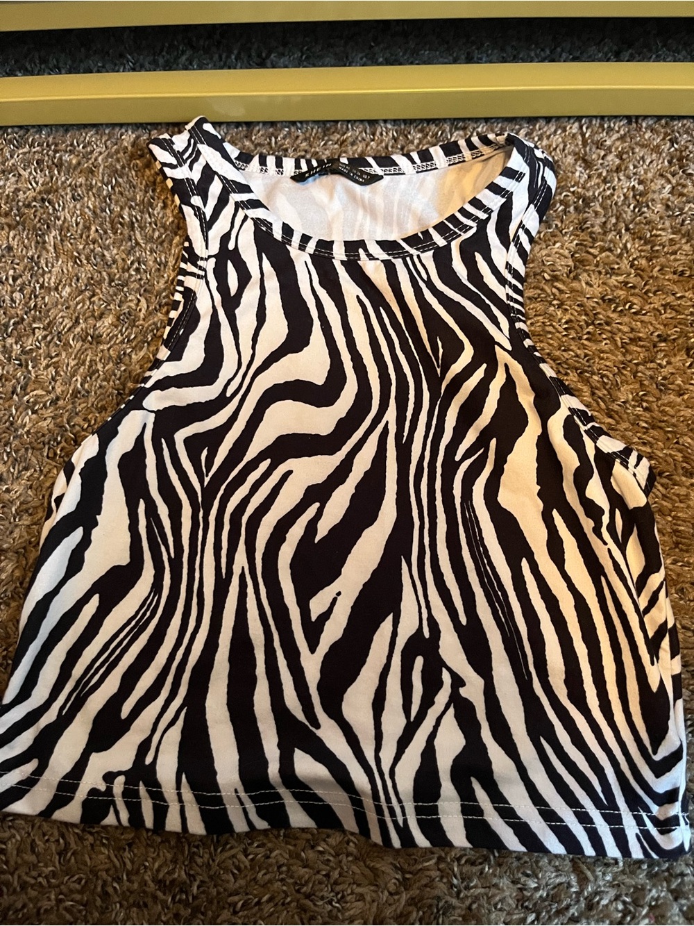 SHEIN Black & White Zebra Print Cropped Tank
